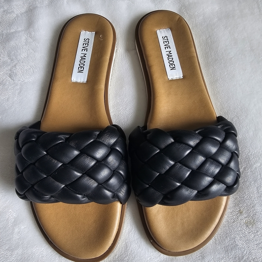Steve Madden Black Braided Sandals
